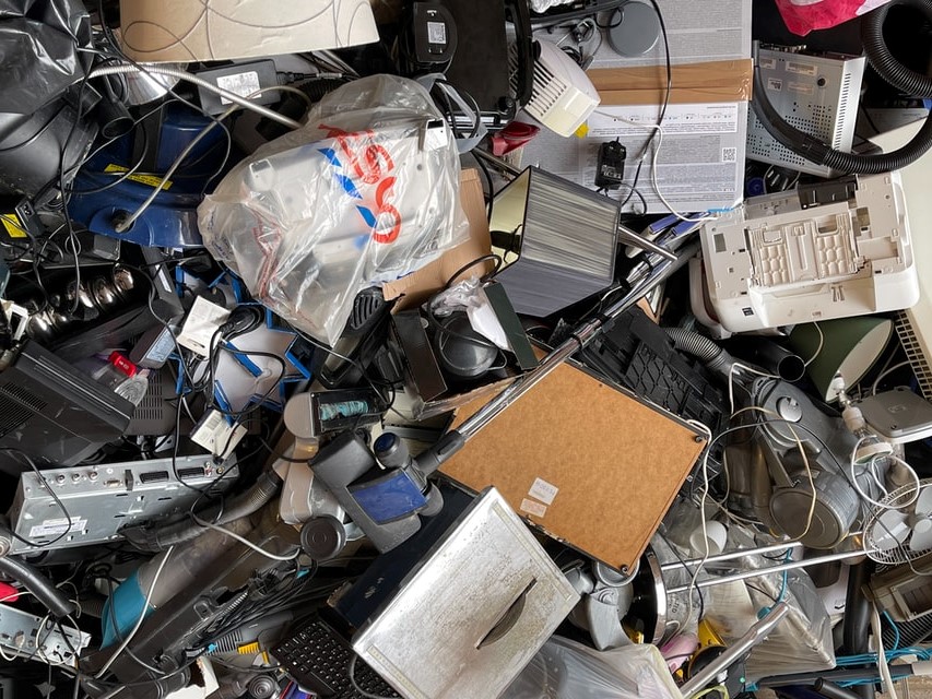 A pile of household waste electrical and electronic equipment 