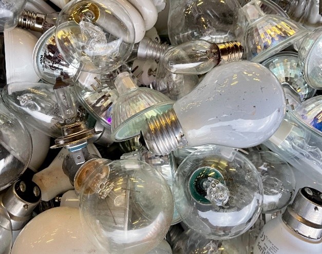 Light bulbs in a pile. 