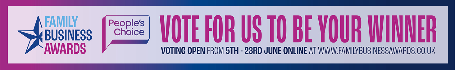 A banner outlining the voting times for the midlands family business awards