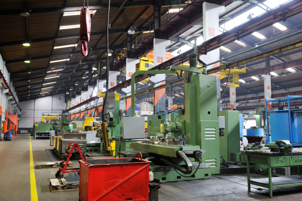Manufacturing equipment in a warehouse